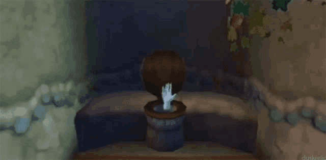 A ghostly hand reaching from a wooden outhouse in Skyward Sword